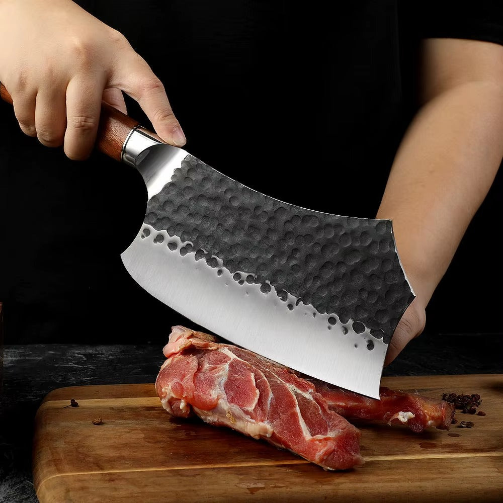 Forged Steel Chef Cleaver Knife – 7.5” with Wood Handle